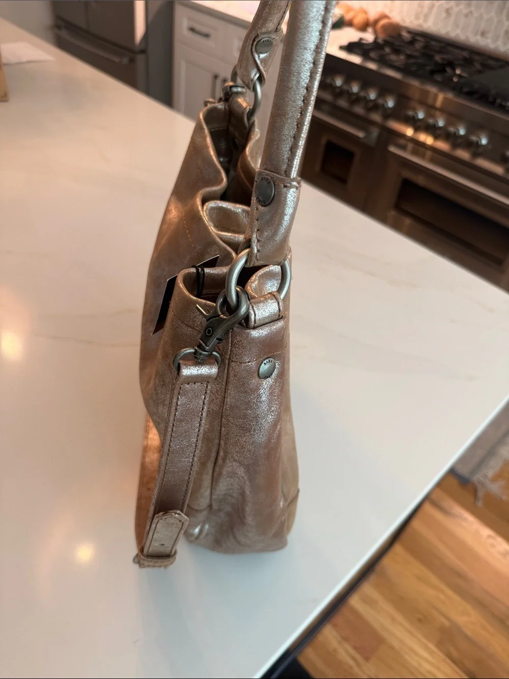 Frye Melissa metallic hobo NWT
